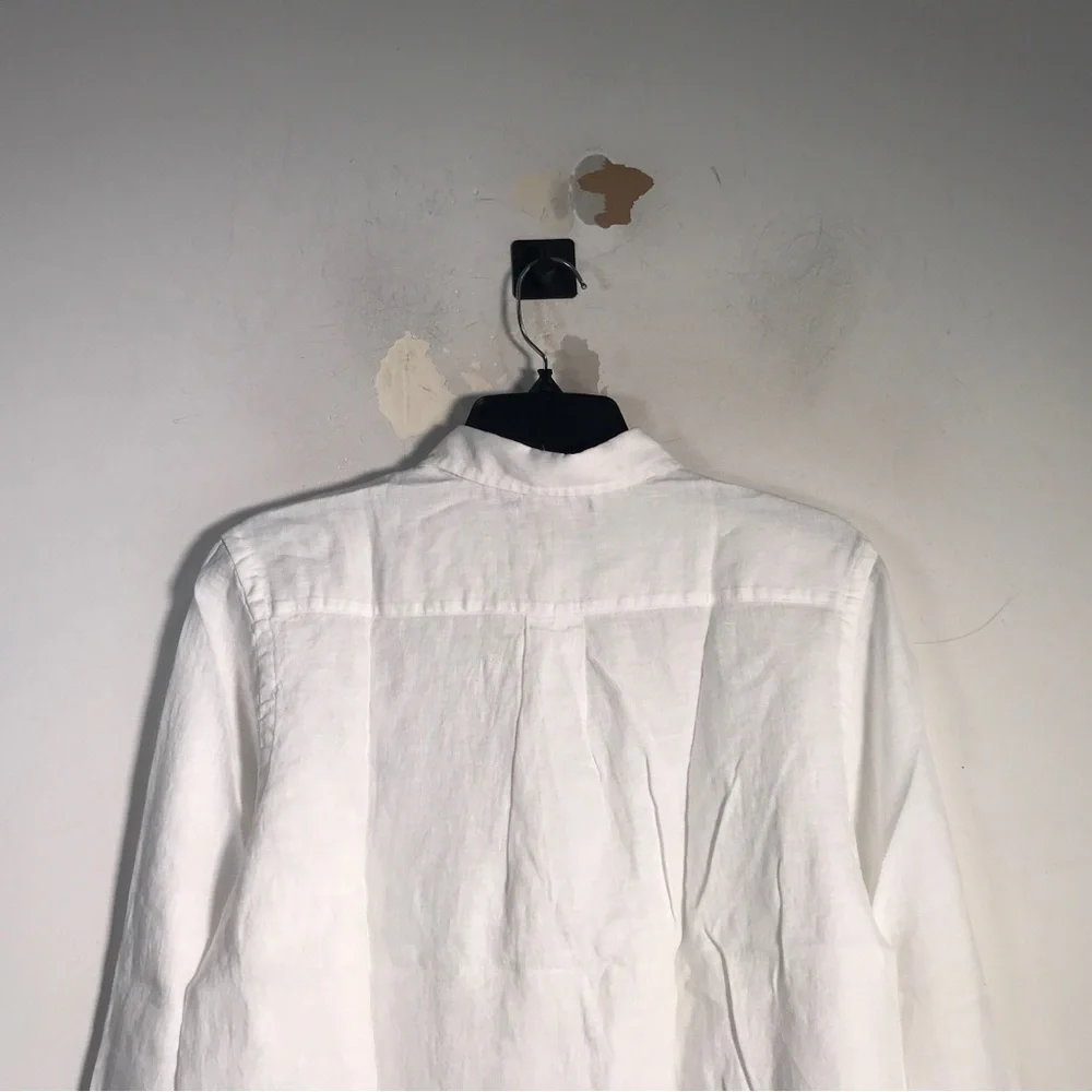Ralph Lauren Linen Log Sleeve Button Up Shirt, Boy's Size XL 18/20 - White